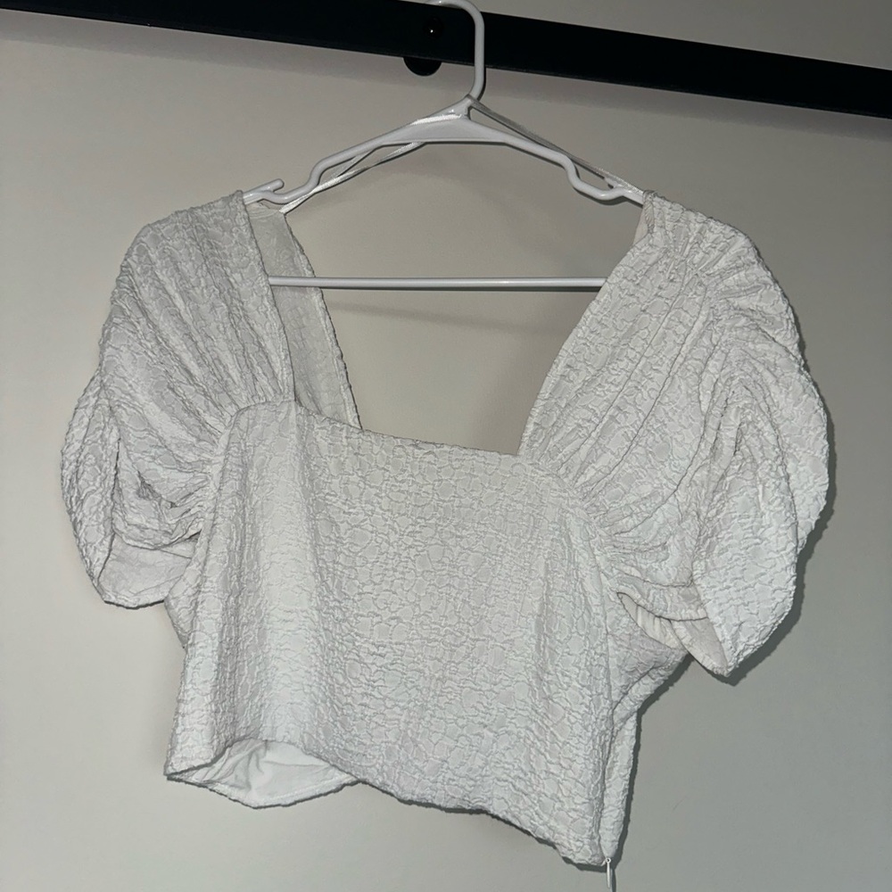 Zara White Textured Blouse